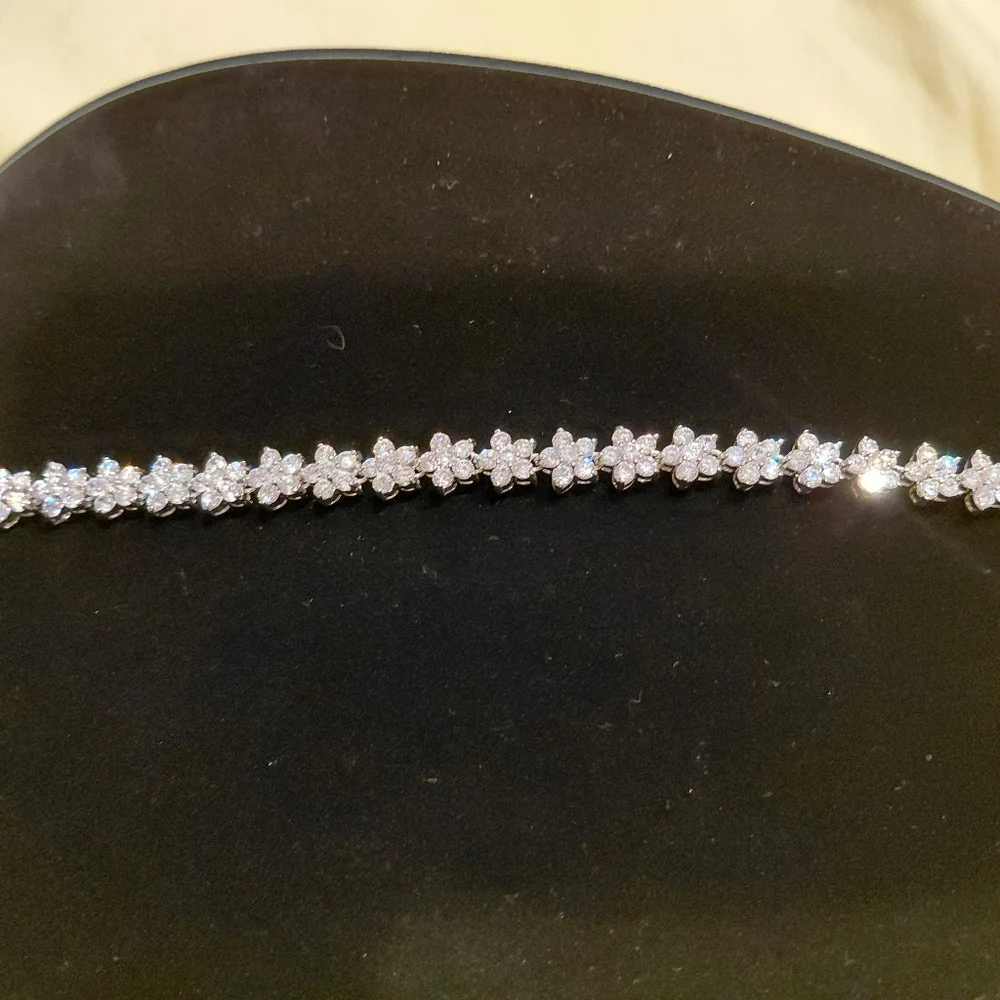 QVC - Elegant Silver Floral Bracelet - Picture 2 of 8